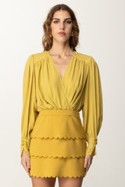 Elisabetta Franchi Mini Abito con Top Pois e Gonna Smerlata AB85652E2 CURRY/BURRO