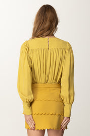 Elisabetta Franchi Mini Abito con Top Pois e Gonna Smerlata AB85652E2 CURRY/BURRO