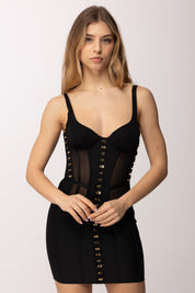 Elisabetta Franchi Mini Abito Donna Bustier con Tulle AB90762E2 NERO