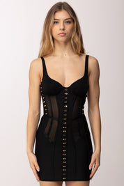 Elisabetta Franchi Mini Abito Donna Bustier con Tulle AB90762E2 NERO