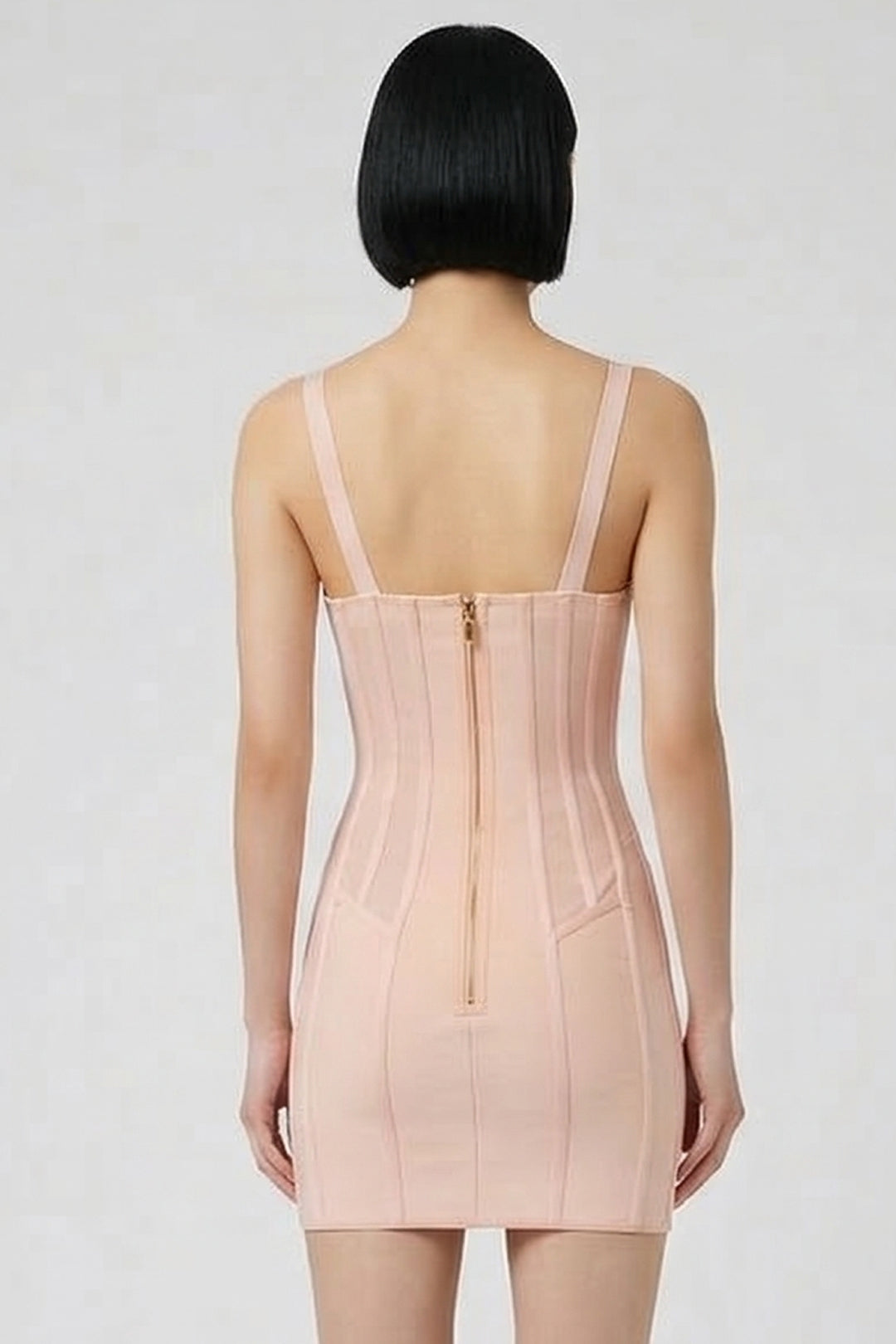 Elisabetta Franchi Mini Abito Donna Bustier con Tulle AB90762E2 NUDE/BIANCO