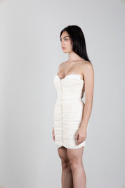 Elisabetta Franchi Mini Abito Drappeggiato con Coppe Strutturate AB01567E2 BURRO