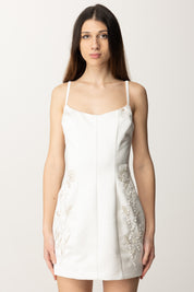 Elisabetta Franchi Mini Abito Duchesse con Ricami Floreali AB83752E2 AVORIO