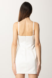 Elisabetta Franchi Mini Abito Duchesse con Ricami Floreali AB83752E2 AVORIO