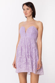 Aniye By Mini Abito Eta In Pizzo con Scollo a V 185668 LAVANDER