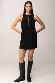 Twin-set Mini Abito In Cady Crêpe con Dettaglio Catena 252TP2302 NERO