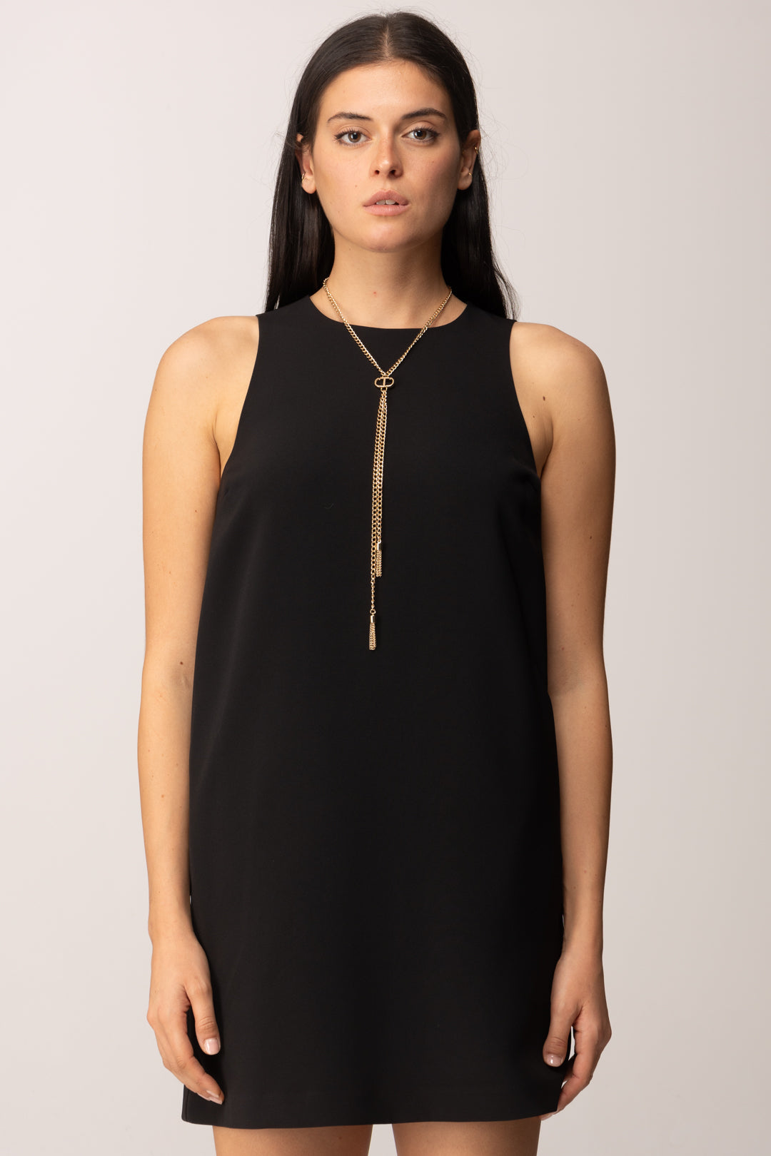 Twin-set Mini Abito In Cady Crêpe con Dettaglio Catena 252TP2302 NERO