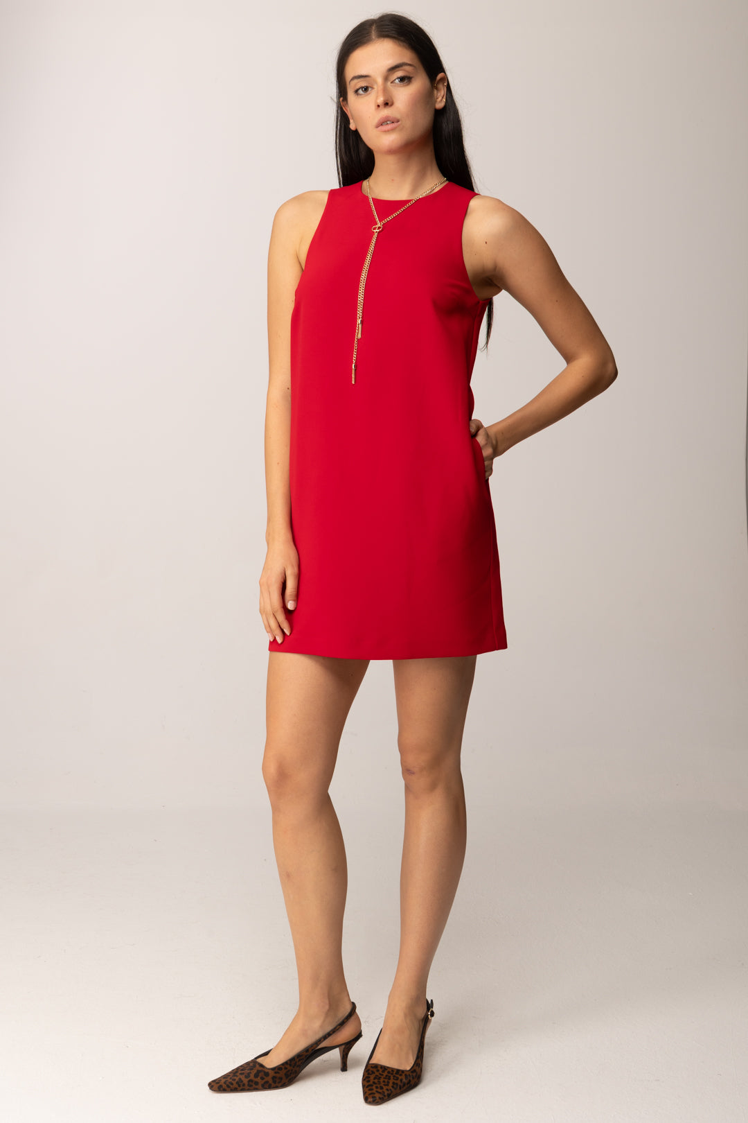 Twin-set Mini Abito In Cady Crêpe con Dettaglio Catena 252TP2302 ROSSO VENEZIANO