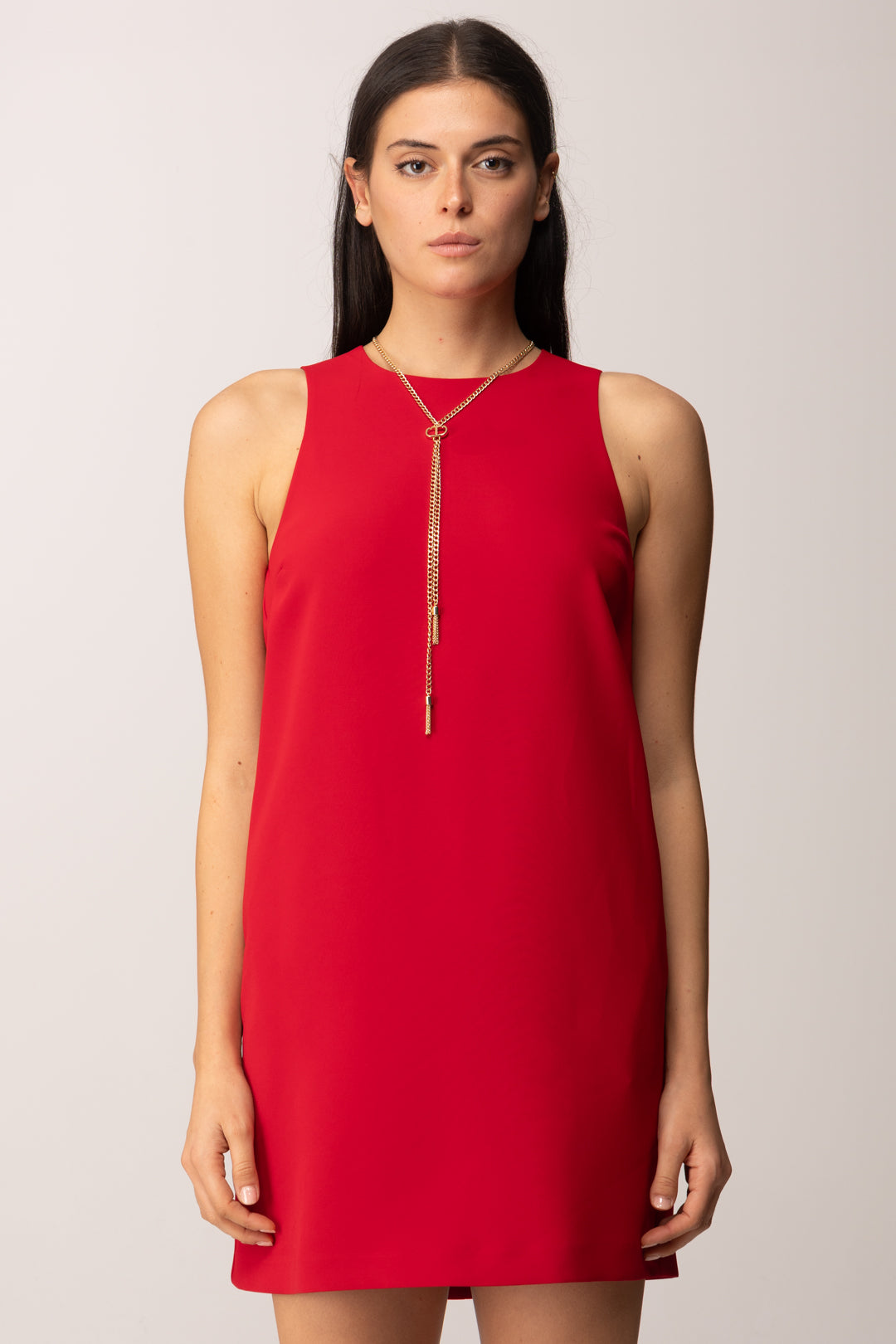 Twin-set Mini Abito In Cady Crêpe con Dettaglio Catena 252TP2302 ROSSO VENEZIANO