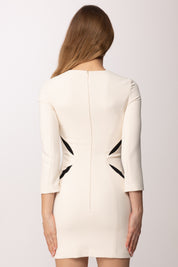 Elisabetta Franchi Mini Abito In Crêpe con Cut-out Bicolore AB86861E2 BURRO/NERO