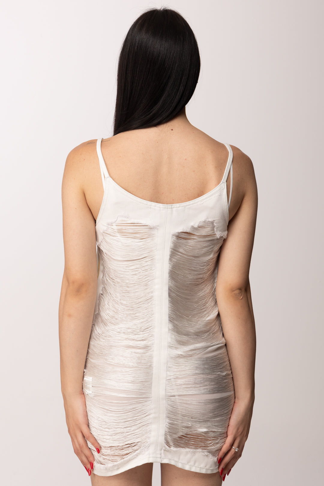 Elisabetta Franchi Mini Abito In Denim con Frange AJ49N62E2 SHINY TRILOBATO