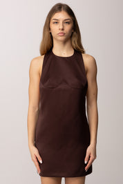 Elisabetta Franchi Mini Abito In Duchesse con Collana e Scollo Retro AB87162E2 CACAO