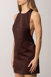 Elisabetta Franchi Mini Abito In Duchesse con Collana e Scollo Retro AB87162E2 CACAO