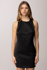 Elisabetta Franchi Mini Abito In Duchesse con Collana e Scollo Retro AB87162E2 NERO