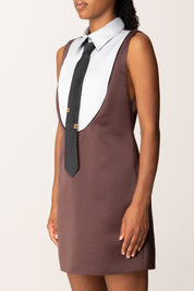 Elisabetta Franchi Mini Abito In Duchesse con Cravatta AB88557E2 MERLOT/STARLIGHT