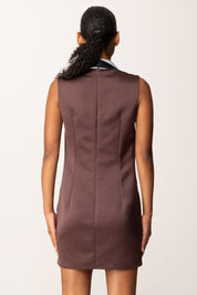 Elisabetta Franchi Mini Abito In Duchesse con Cravatta AB88557E2 MERLOT/STARLIGHT