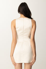 Elisabetta Franchi Mini Abito In Duchesse con Fiore Ricamato AB78952E2 BURRO