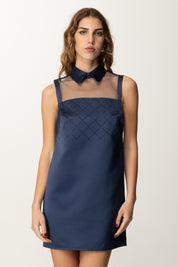 Elisabetta Franchi Mini Abito In Duchesse con Tulle e Ricamo Strass AB79652E2 OLTREMARE