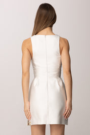 Elisabetta Franchi Mini Abito In Duchesse Smanicato AB87561E2 AVORIO