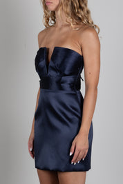 Elisabetta Franchi Mini Abito In Gazar con Lacci Criss-cross AB02767E2 BLU NOTTE