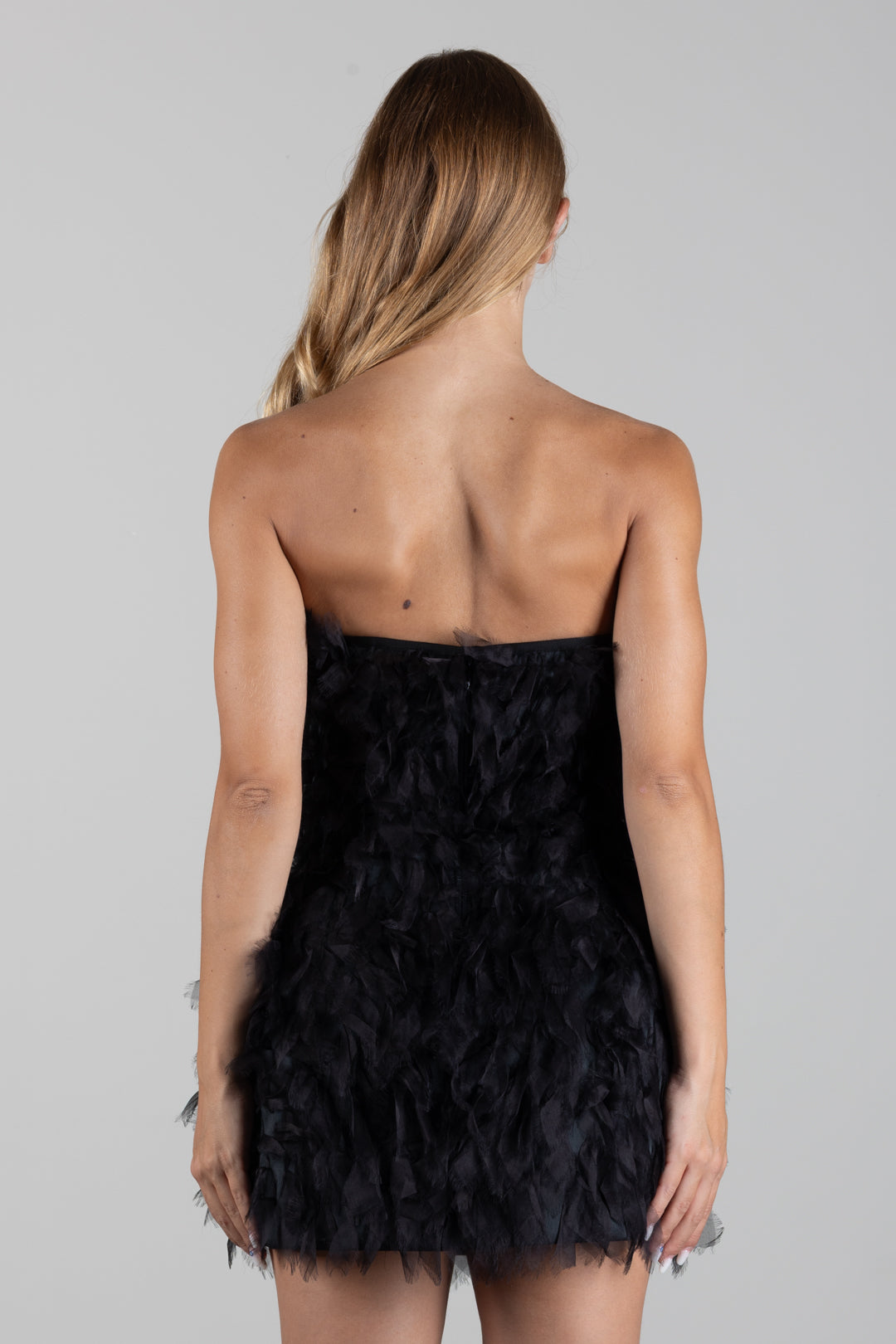 Elisabetta Franchi Mini Abito In Gazar con Petali 3d AB04168E2 NERO