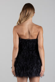 Elisabetta Franchi Mini Abito In Gazar con Petali 3d AB04168E2 NERO