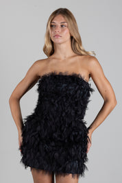 Elisabetta Franchi Mini Abito In Gazar con Petali 3d AB04168E2 NERO