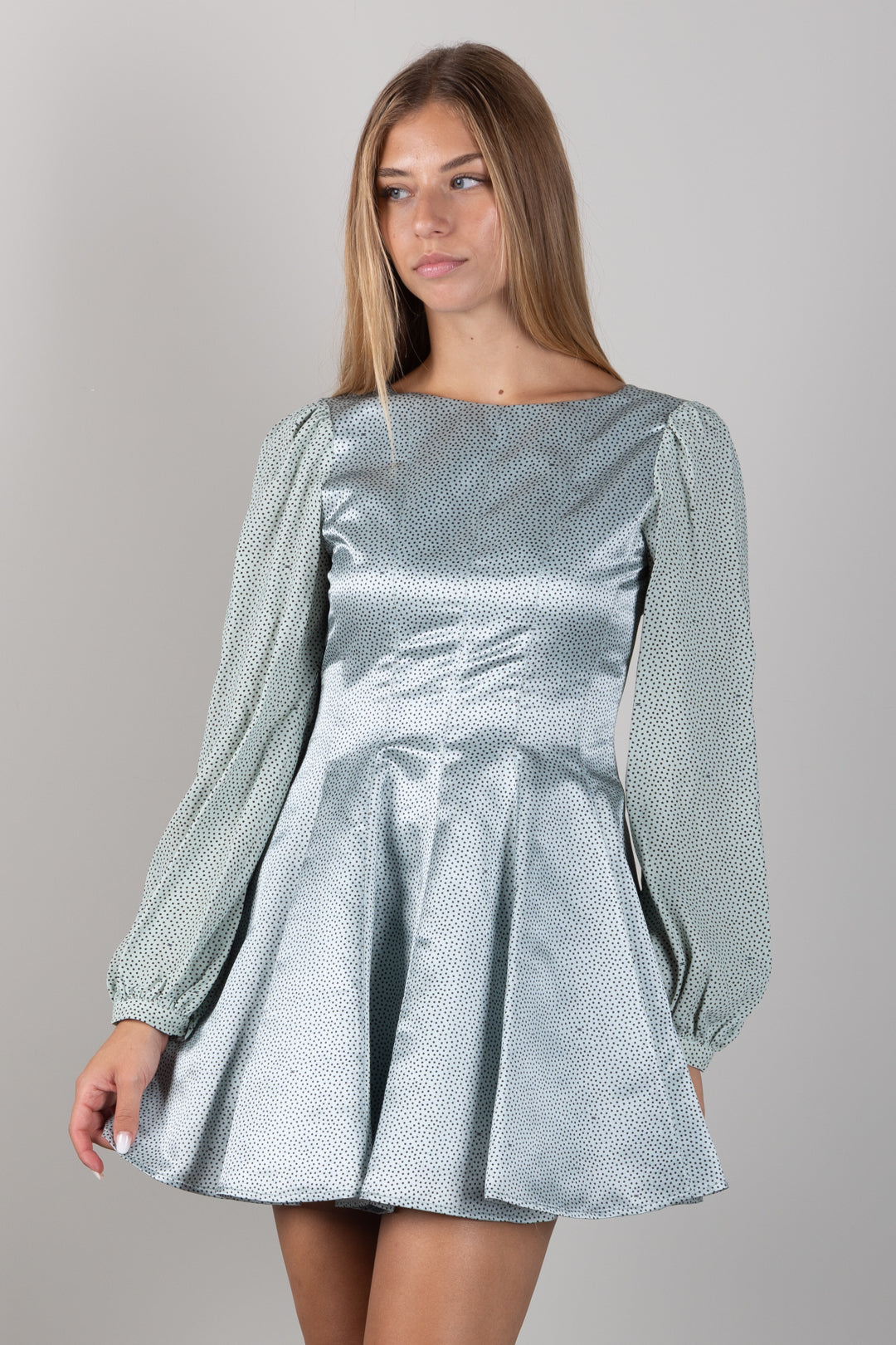 Elisabetta Franchi Bambina Mini Abito In Gazar con Stampa Micro-pois EFAB6970TV153.D574