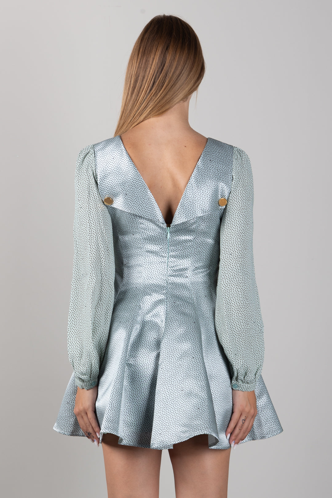 Elisabetta Franchi Bambina Mini Abito In Gazar con Stampa Micro-pois EFAB6970TV153.D574