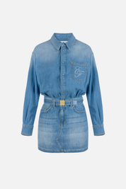 Elisabetta Franchi Mini Abito In Jeans con Cintura AJ01D66E2 LIGHT BLUE