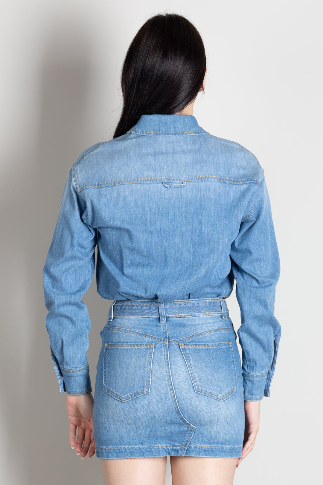 Elisabetta Franchi Mini Abito In Jeans con Cintura AJ01D66E2 LIGHT BLUE