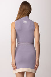 Elisabetta Franchi Mini Abito In Maglia Collo Alto e Cintura AM02S61E2 LILLA/BURRO