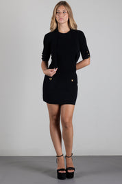 Elisabetta Franchi Mini Abito In Maglia con Bottoni Gioiello AM04S66E2 NERO