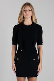 Elisabetta Franchi Mini Abito In Maglia con Bottoni Gioiello AM04S66E2 NERO