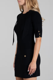 Elisabetta Franchi Mini Abito In Maglia con Bottoni Gioiello AM04S66E2 NERO