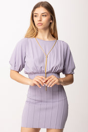 Elisabetta Franchi Mini Abito In Maglia con Cintura Gioiello AM94T62E2 LILLA