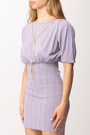Elisabetta Franchi Mini Abito In Maglia con Cintura Gioiello AM94T62E2 LILLA