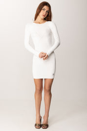 Elisabetta Franchi Mini Abito In Maglia con Criss Cross Sul Retro AM54B52E2 AVORIO