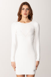 Elisabetta Franchi Mini Abito In Maglia con Criss Cross Sul Retro AM54B52E2 AVORIO
