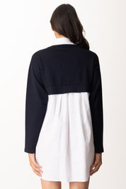 Elisabetta Franchi Mini Abito In Maglia con Inserto Camicia AM09T56E2 TWILIGHT/BIANCO