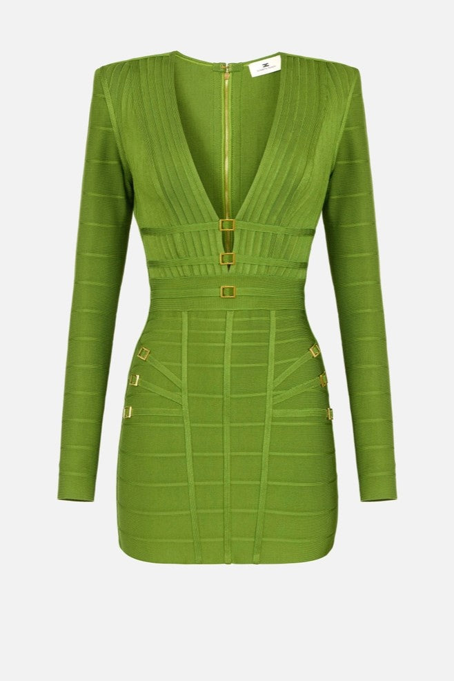 Elisabetta Franchi Mini Abito In Maglia con Lavorazione 3d AM23D62E2 ALOE