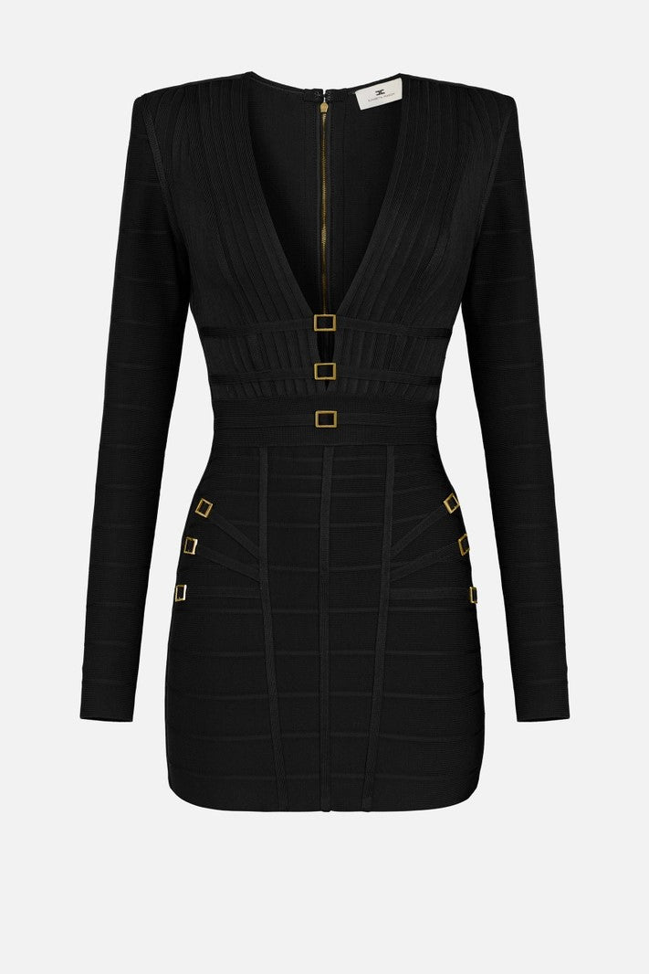 Elisabetta Franchi Mini Abito In Maglia con Lavorazione 3d AM23D62E2 NERO