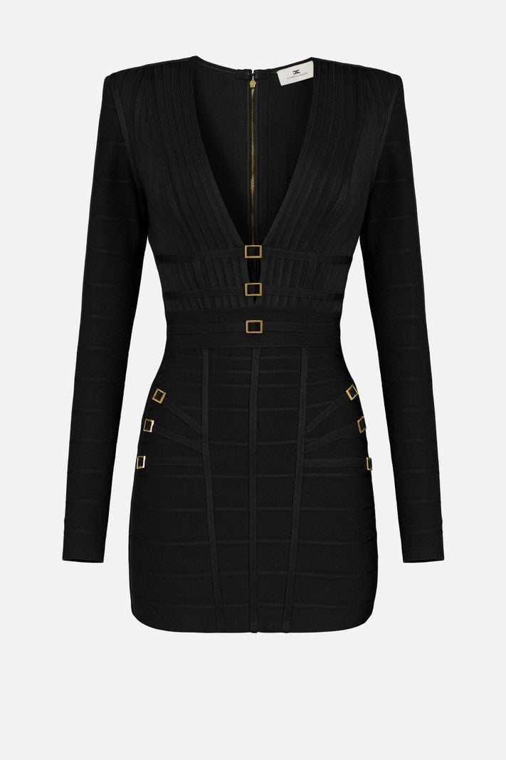 Elisabetta Franchi Mini Abito In Maglia con Lavorazione 3d AM23D62E2 NERO