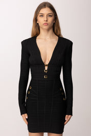 Elisabetta Franchi Mini Abito In Maglia con Lavorazione 3d AM23D62E2 NERO