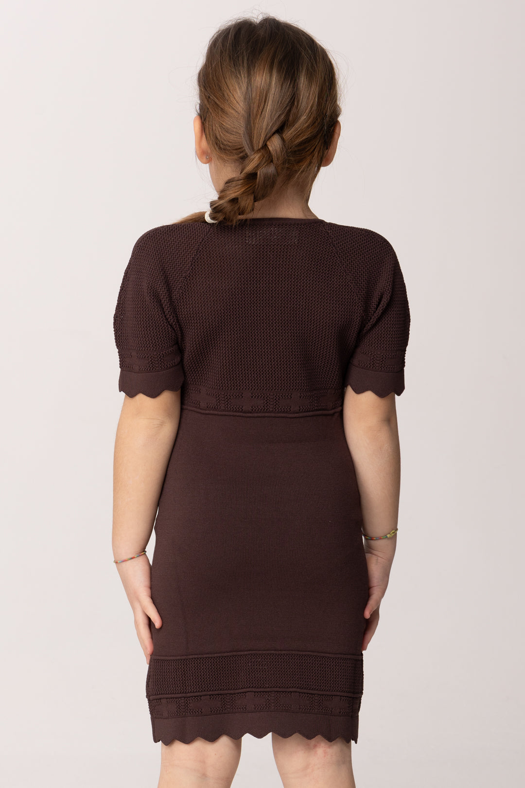 Elisabetta Franchi Bambina Mini Abito In Maglia con Lavorazione Traforata EFAB650CFL109.6028