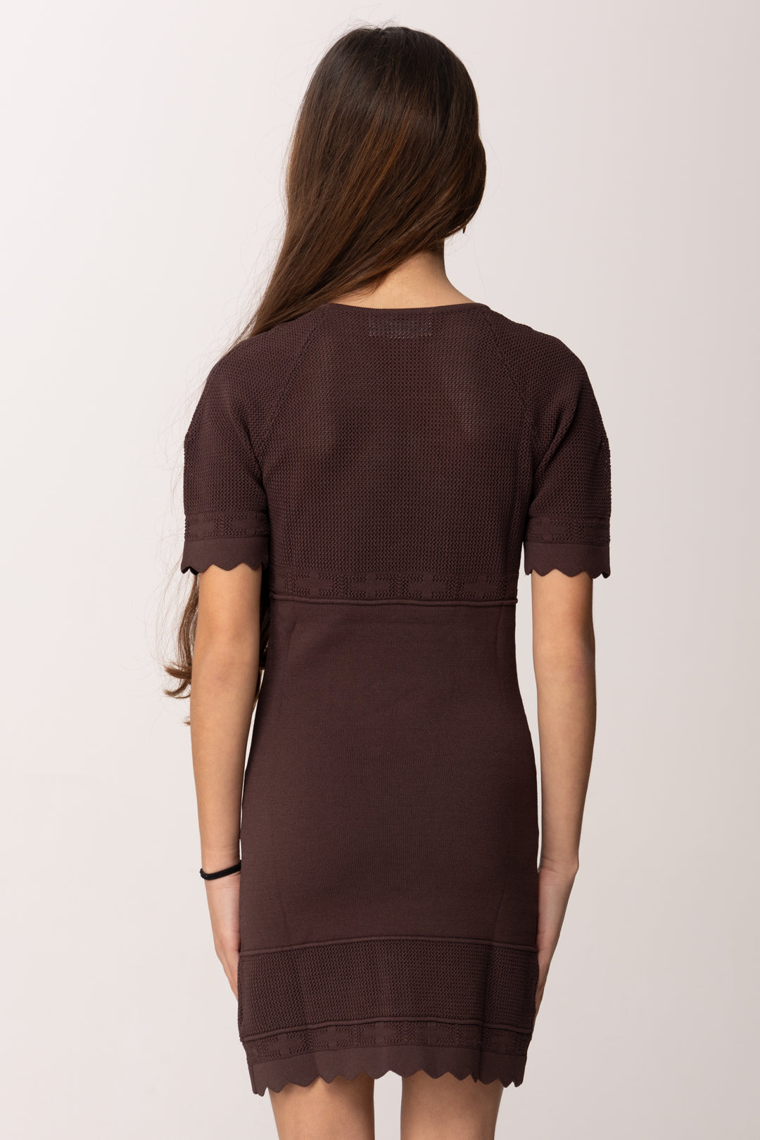 Elisabetta Franchi Bambina Mini Abito In Maglia con Lavorazione Traforata EFAB650CFL109.6028