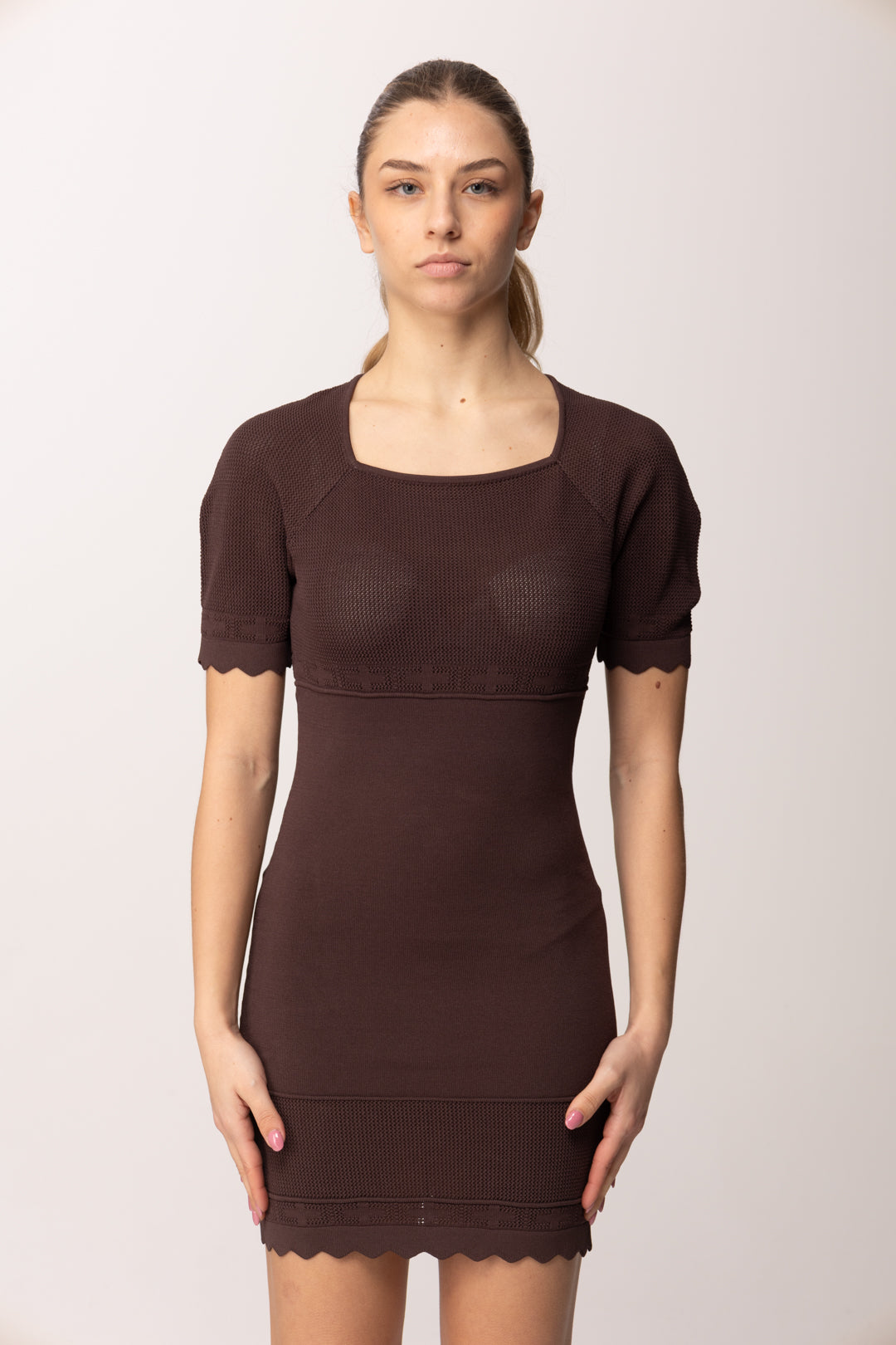 Elisabetta Franchi Bambina Mini Abito In Maglia con Lavorazione Traforata EFAB650CFL109.6028