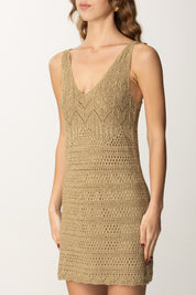 Twin-set Mini Abito In Maglia con Lurex 251TT3198 GOLDEN GREEN LUREX