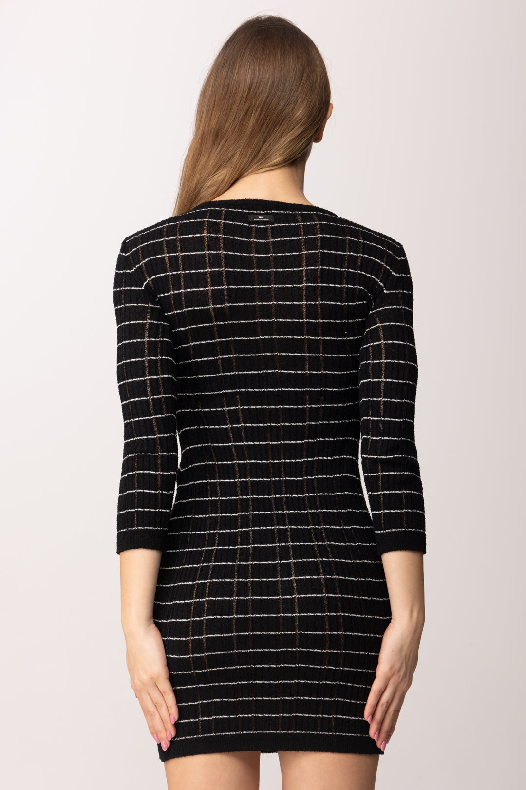 Elisabetta Franchi Mini Abito In Maglia con Pattern a Righe AM28Q62E2 NERO/AVORIO