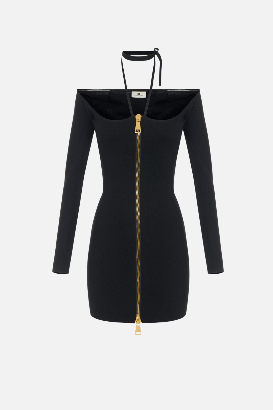 Elisabetta Franchi Mini Abito In Maglia con Zip Dorata AM06B66E2 NERO